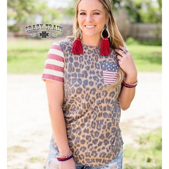 Crazy Train Tops - Crazy Train Leopard Stripe Top